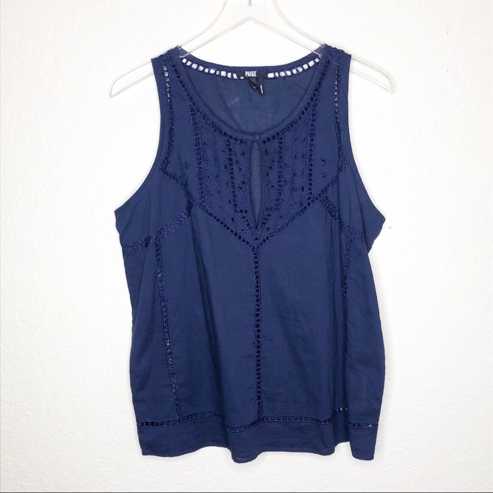 Paige | Dark Blue Cutout Cotton Tank Size Large